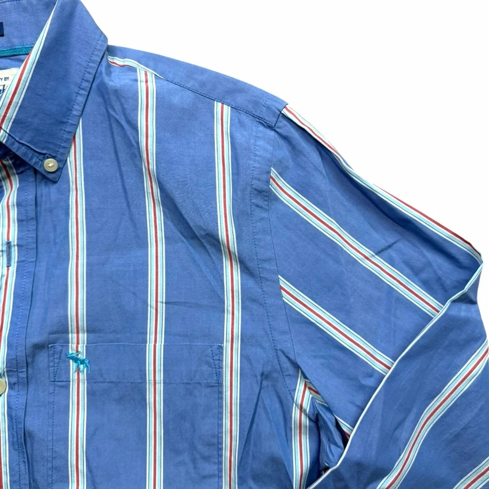 Vintage Y2K Abercrombie & Fitch Blue Stripe Button Down Muscle Fit 90s Preppy